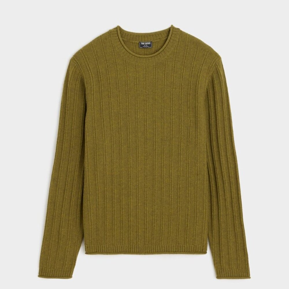 Todd Snyder  Channel Crewneck Sweater in Lemongrass, Small